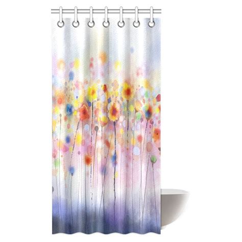 Mypop Abstract Watercolor Flower Decor Shower Curtain Flowers In Soft