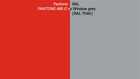 Pantone 485 C Vs Ral Window Grey Ral 7040 Side By Side Comparison