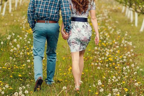 Attractive Young Happy Couple On A Spring Garden Stock Image Image Of