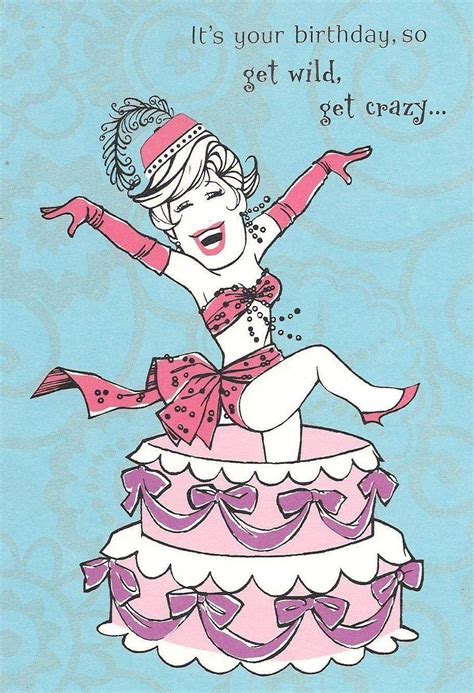 Sexy Lady Show Girl Pops Out Of Cake Birthday Greeting Card Hallmark