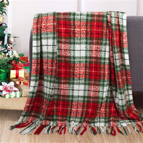 Soft Plush Throw Blanket With Fringe 50 X 60 Christmas Plaid