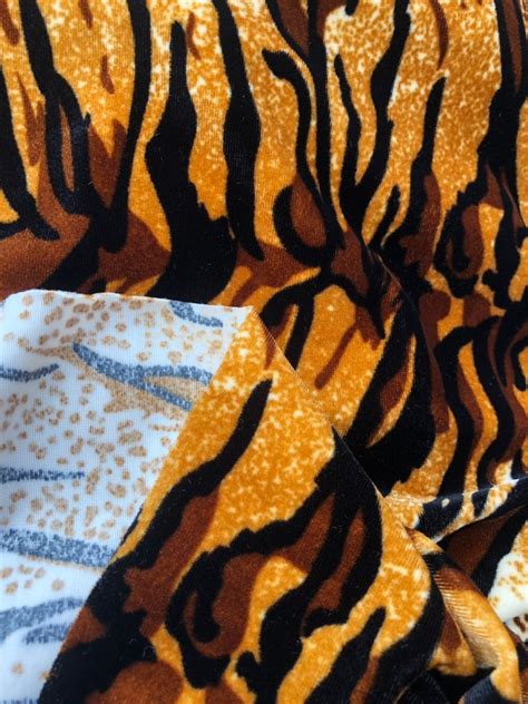 Velvet Tiger Print Way Stretch Fabric Sold By The Yard Etsy