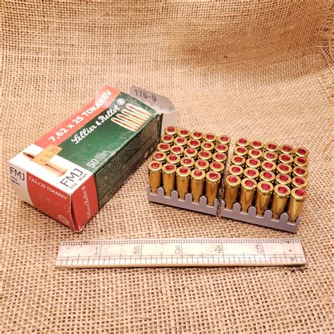 Sellier And Bellot 762x25 Tokarev Ammo Pack 50 Rounds 85 Grain Full