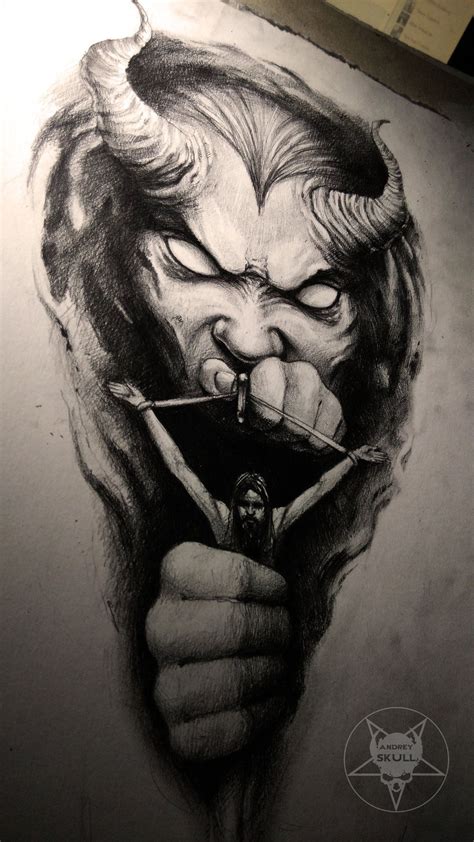 Demon By Andreyskull On Deviantart Evil Tattoos Satanic Tattoos