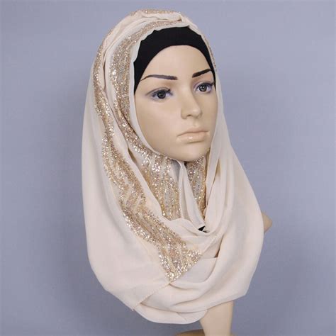 foulard hijab en mousseline de soie pour femmes musulmanes de malaisie foulard à paillettes