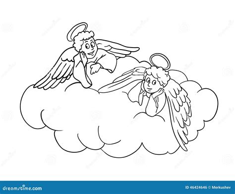 Angels On A Cloud Vector Illustration Stock Vector Image 46424646