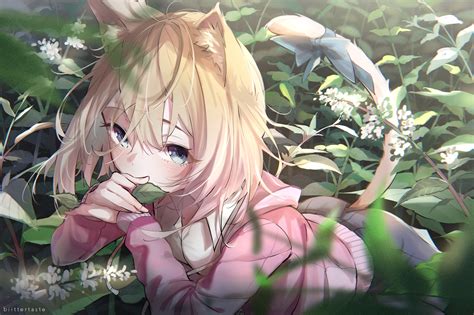 Download 2475x1648 Cute Anime Girl Animal Ears Blonde Tail Short