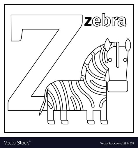 Zebra Letter Z Coloring Page Royalty Free Vector Image