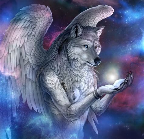 Guardian Angel Wolf Spirit Animal Fantasy Wolf Wolf Art