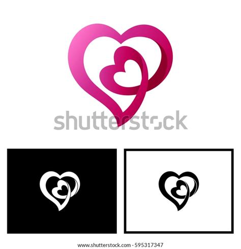 Two Heart Logo Vector Stock Vector Royalty Free 595317347
