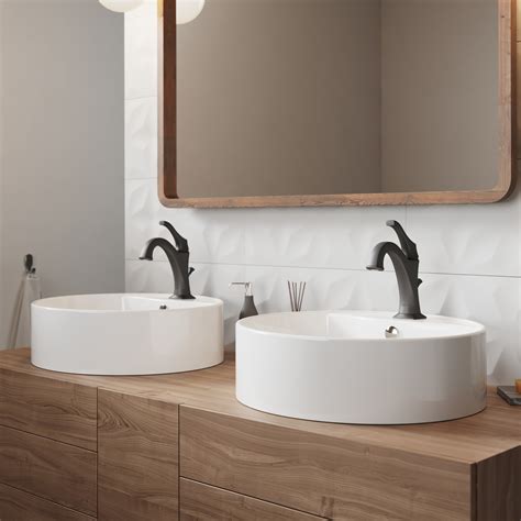 Kraus Elavo 18 Inch Round White Porcelain Ceramic Bathroom Vessel Sink