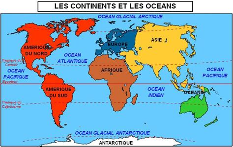 Les continents et les océans Carte des continents Les continents Carte