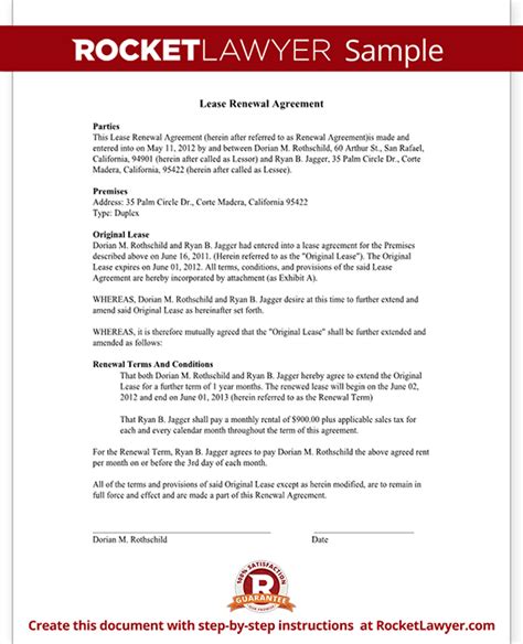 lease renewal letter agreement lease extension