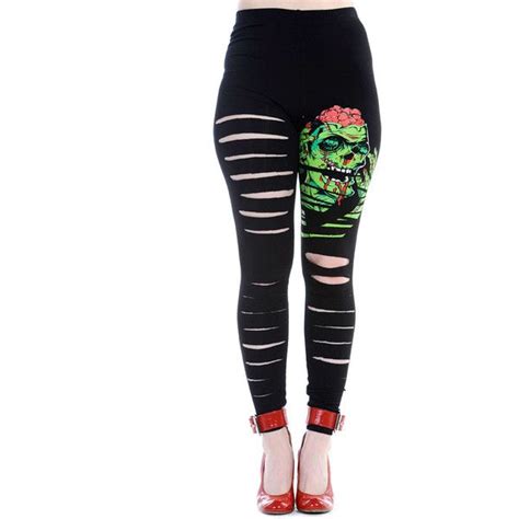 Banned Zombie Brain Slash Leggings 26 Liked On Polyvore Featuring