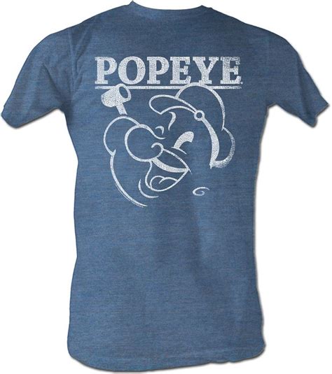 Popeye Mens Popeye T Shirt In Pacific Blue Tri Blend Uk Clothing