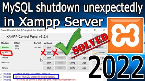 Solved Error MySql Shutdown Unexpectedly 2022 Update MySql Not