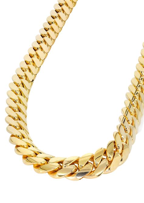 Womens Chain Solid Miami Cuban Link 10k Gold Frostnyc