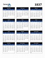 1837 Calendar (PDF, Word, Excel)