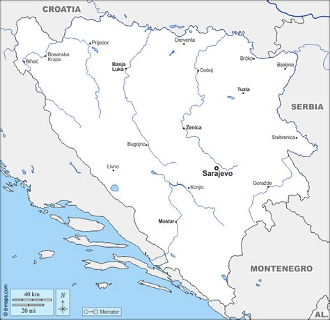 Bosnien Flüsse Karte