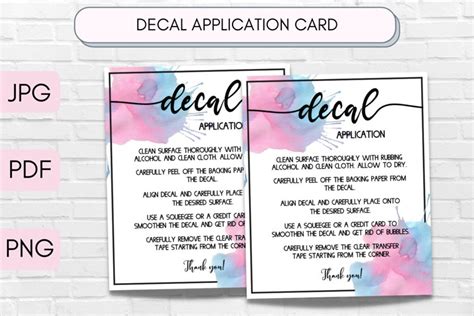 Paper Design And Templates Printable Decal Application Card Editable