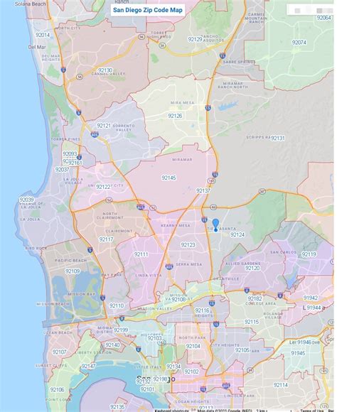 San Diego Zip Codes Map Marc Lyman Trasiente