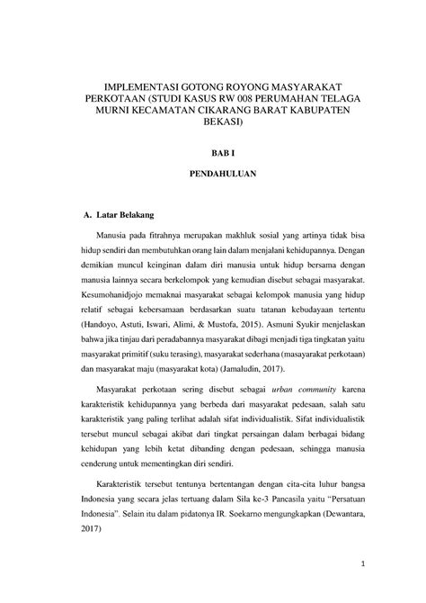 Implementasi Gotong Royong Masyarakat Perkotaan Studi Kasus Rw 008