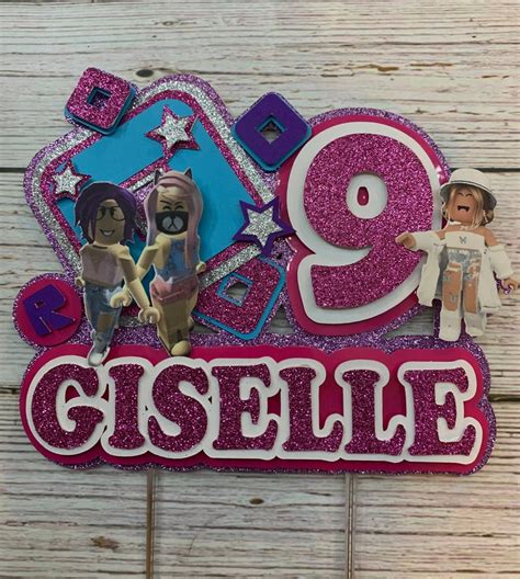 Girl Roblox Cake Topper Pink Roblox Party Decor Roblox Girls Etsy