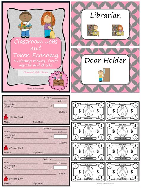 Classroom Jobs And Token Economy Charcoal Pink Editable Token