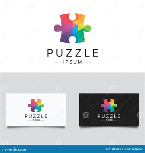 Puzzle Logo Colorful Low Poly Puzzle Logo Design Stock Vector