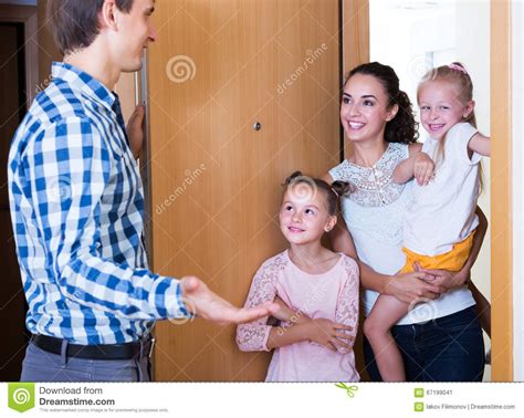 Hospitable Householder Meeting Expected Guests Stock Image - Image: 67199041