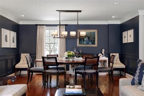 Take A Peek At This Stylish Dark Navy Blue Dining Room On