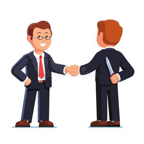 Two Business Man Shaking Hands Betrayal Metaphor Stock Vector