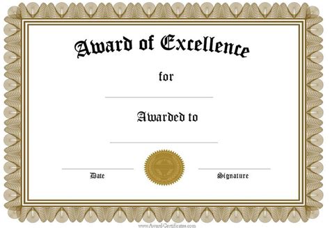 Free Funny Award Certificates Templates Editable Award Of Excellence