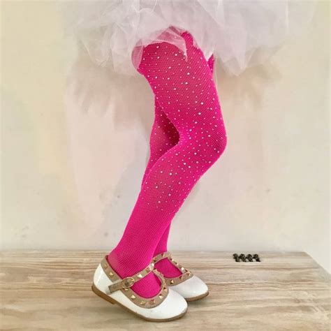 Bedazzled Rhinestone Neon Pink Tights Etsy In 2020 Pink Tights Bedazzled Tights Little