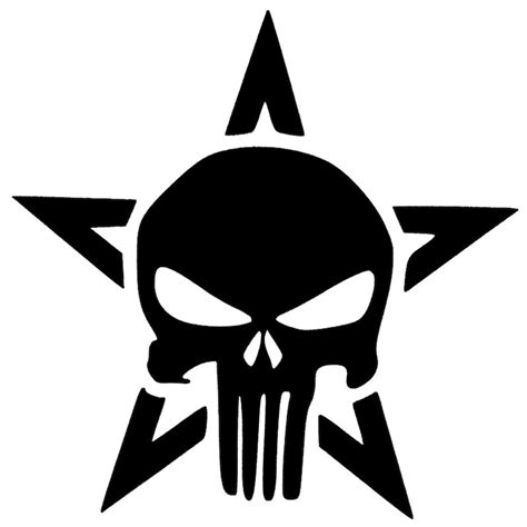 Punisher Skull With Star Vinyl Decal Sticker Sticker 21 Color Etsy