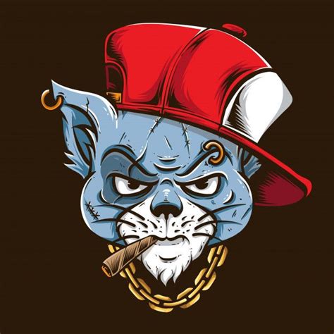 Premium Vector Gangster Cat With Red Cap Graffiti Characters