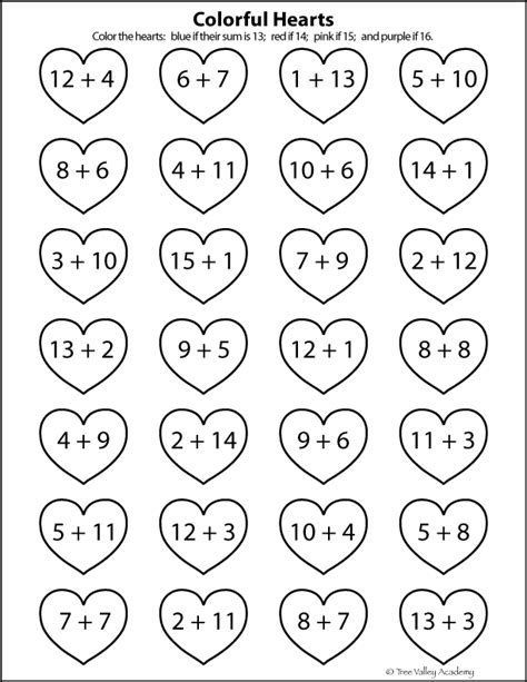 Heart Themed Number Bonds Worksheets
