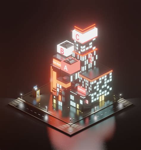 Low Poly Cyberpunk Futuristic City With Neon Lights Free VR AR Low