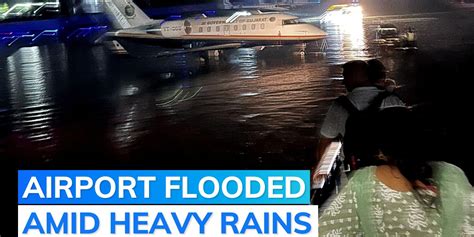 Watch Ahmedabad Airport Flooded Due To Incessant Rainfall Advisory