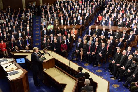 President's address and motion of thanks. The scene as President Trump addresses his first joint ...