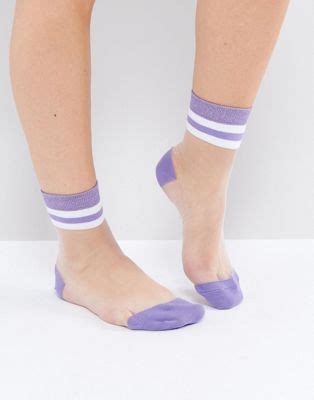 Asos Sheer Stripe Ankle Socks Asos