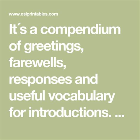 It´s A Compendium Of Greetings Farewells Responses And Useful