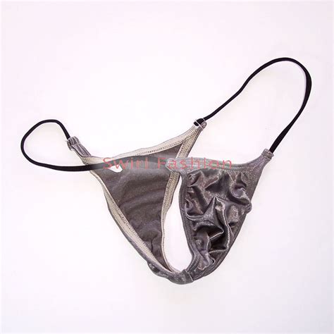 K2059 K205 Mens Micro Bikini String Waist Shiny Satin Knit Nylon