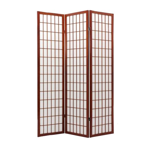 Shop Oriental Furniture Window Pane 3 Panel Walnut Wood And Paper