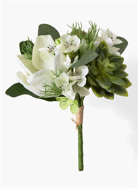 Wether you are looking to style fake flowers, pampas grass or holiday flowers in your home or decorating your patio with outdoor artificial plants, visit afloral.com. Magnolia & Succulent Bouquet | White wedding flowers ...