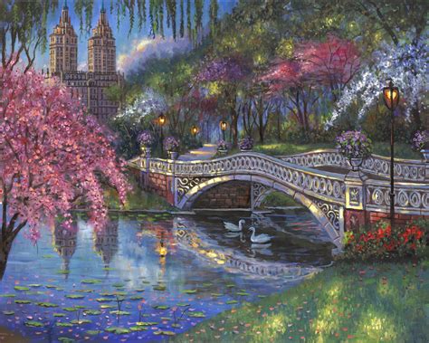 Bow Bridge Blossoms Central Park By Robert Finale Cv Art And Frame