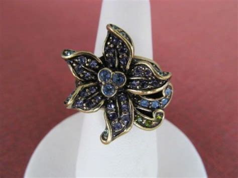 Heidi Daus Blue Crystal Flower Ring Sz 8 New Fashion Rings Blue