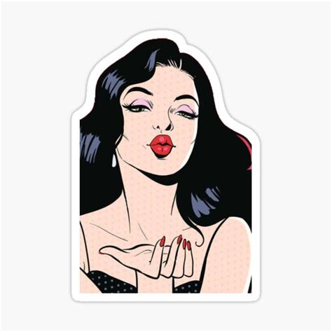 Comic Book Sexy Girl Kiss Illustration Sticker For Sale By Amberherb