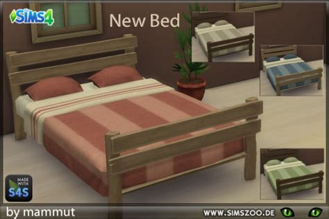 Blackys Sims 4 Zoo Double Wooden Bed By Mammut • Sims 4 Downloads