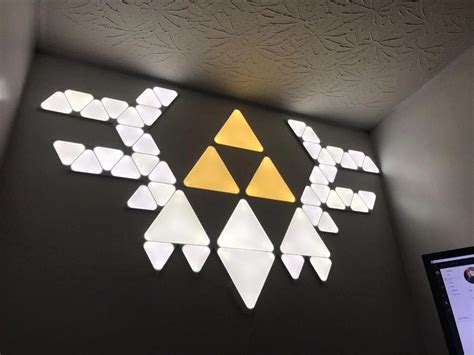 Using 10 Shapes Triangle And 40 Mini Triangle For His Gaming Room Setup